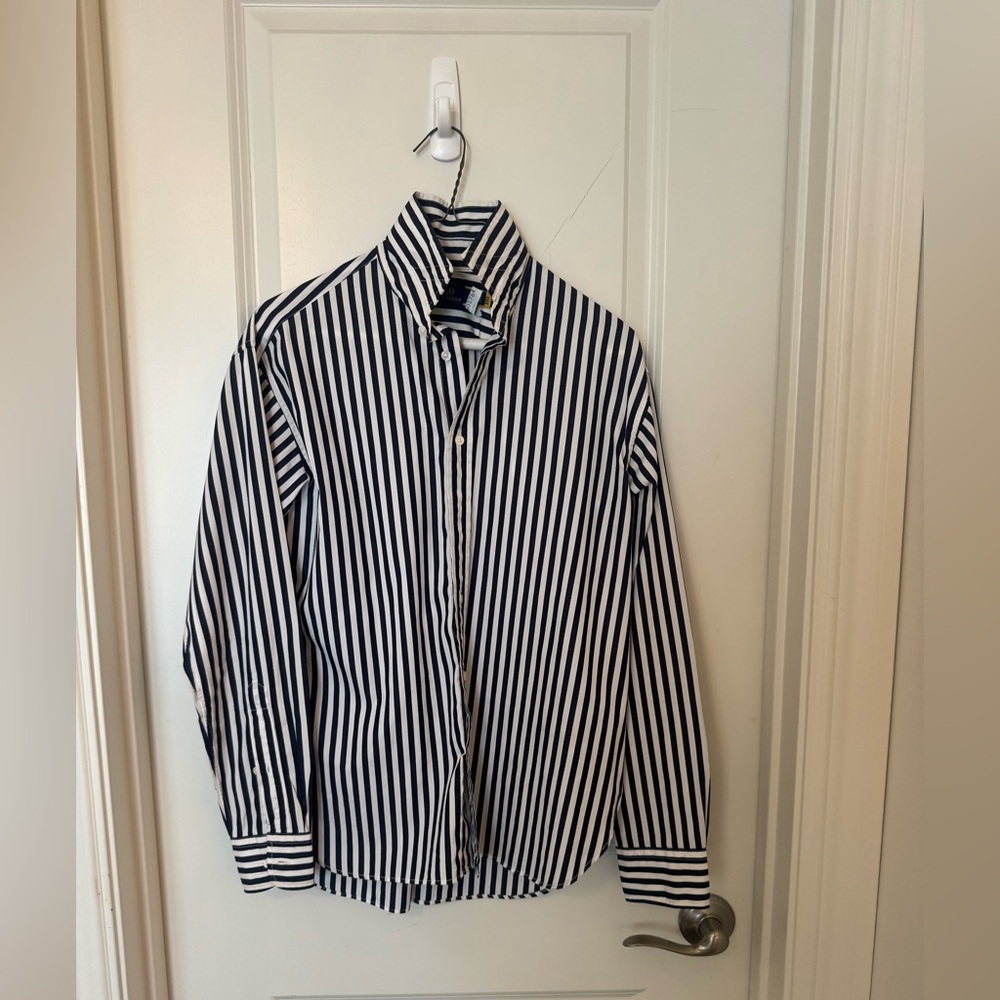 Polo Ralph Lauren Navy and White Striped Shirt size 0.